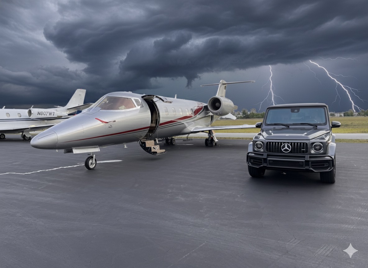 Learjet 60 with ground transportation