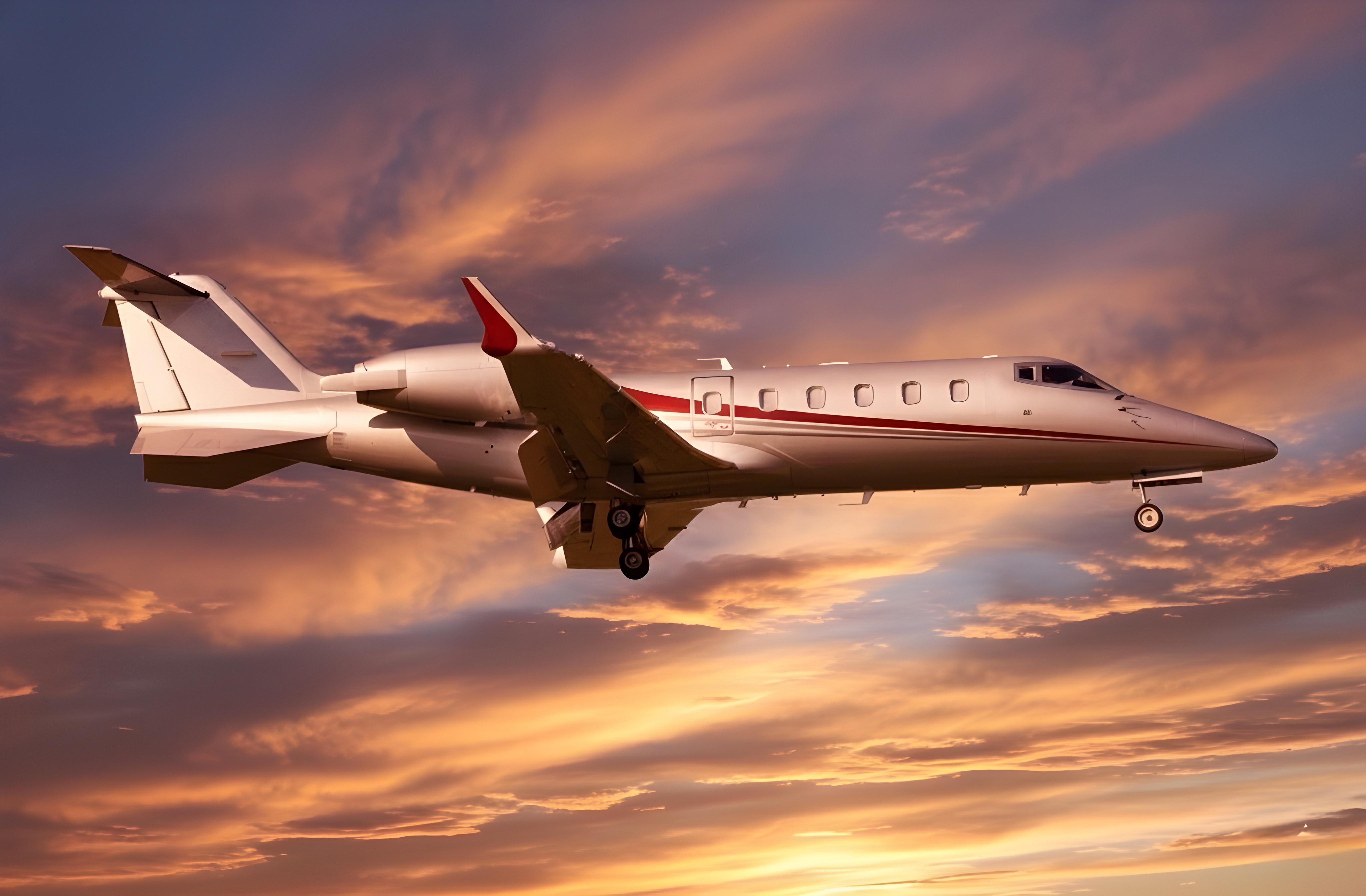 Learjet 60 at sunset